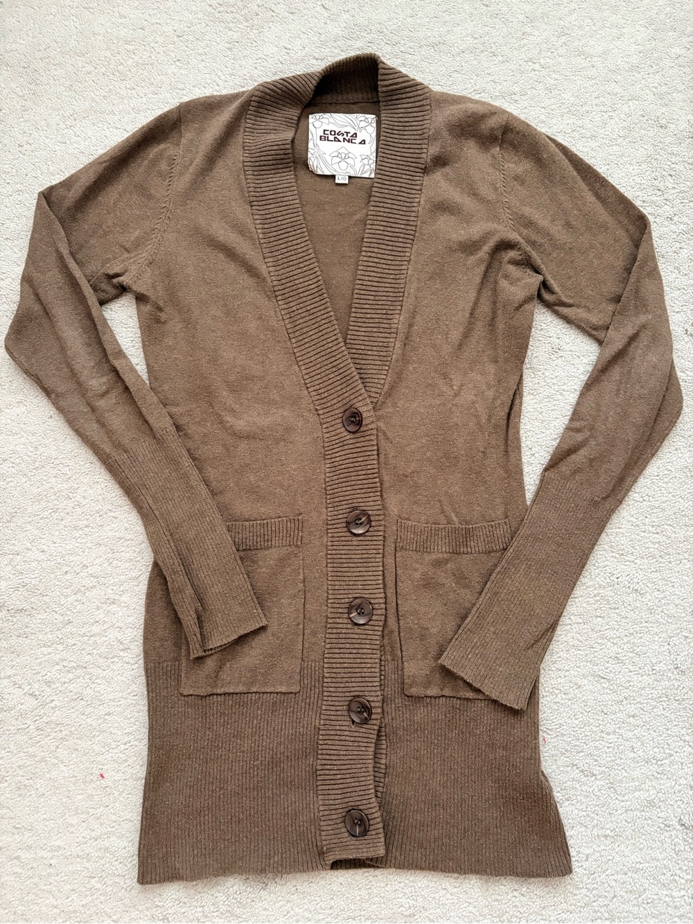 Costa Blanca Brown Longline Button Cardigan